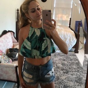 Cropped Backless Print Top